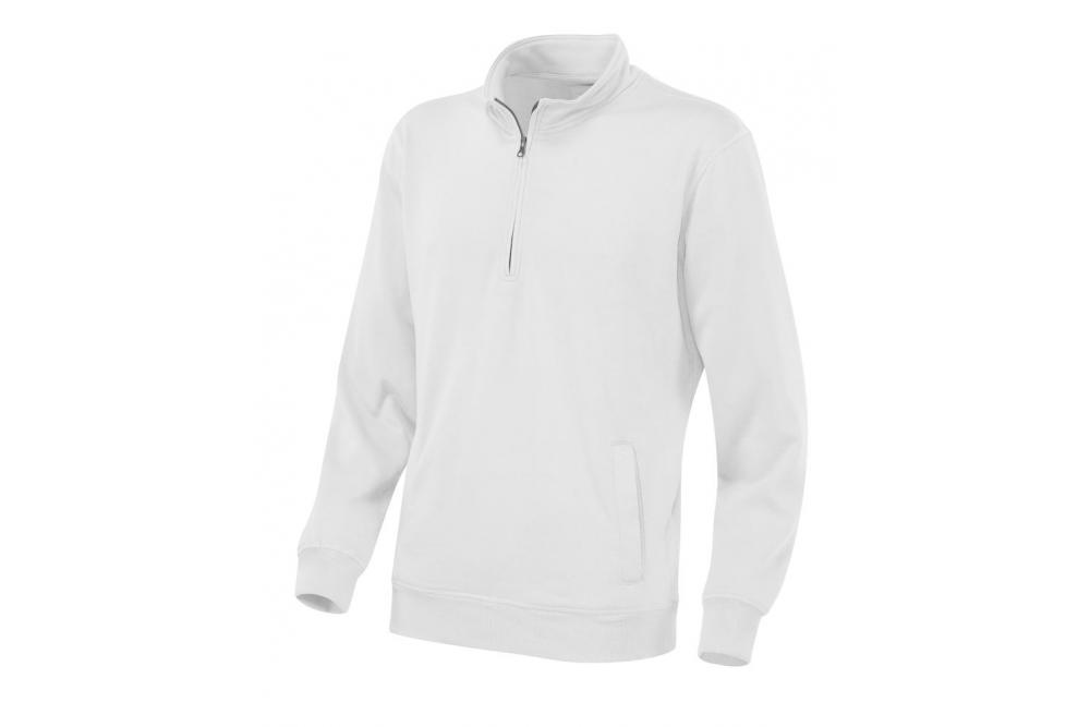 141012 100 cvc half zip unisex White