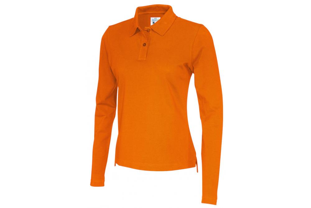 141017 290 polo LS pique lady orange Copy