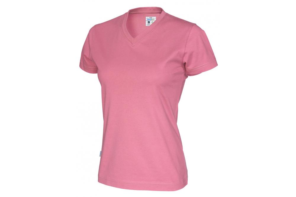 141021 425 v neck ss Tee lady pink