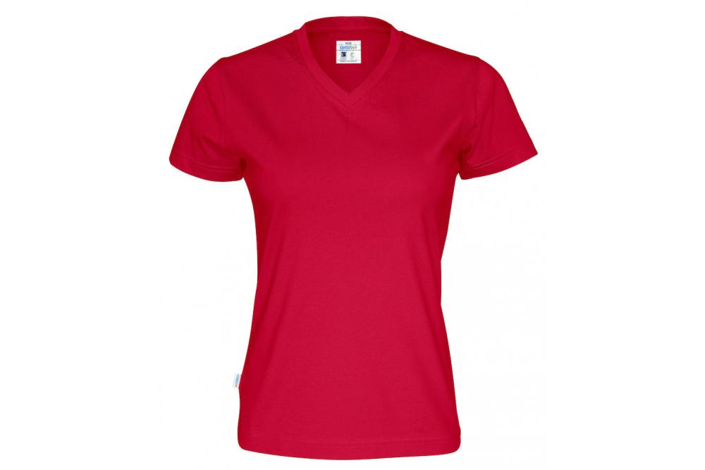 141021 460 v neck ss Tee lady F red