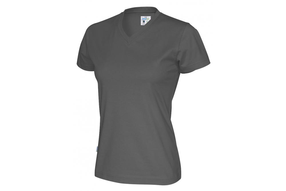 141021 980 v neck ss Tee lady charcoal