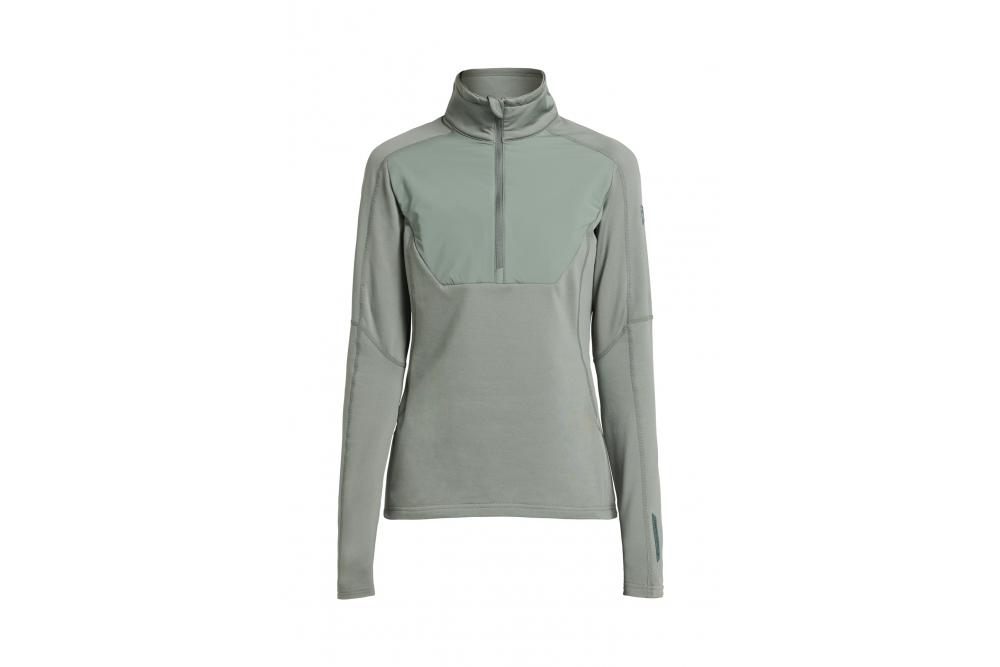 465018115 648 TXliteWindblockHalfZipWomen Front AgaveGreen