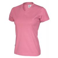 141021 425 v neck ss Tee lady pink