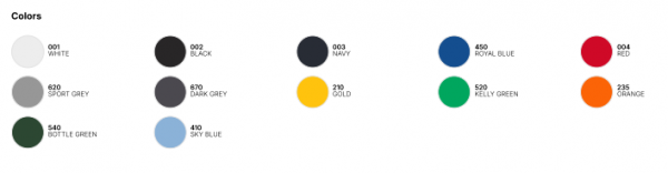 BC190 kids colour chart