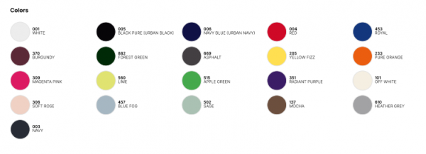 BC insp.hood colorchart